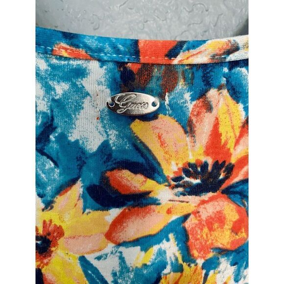 Guess Women’s Spaghetti Strap Surplice Neck Floral Maxi Dress Multicolor - Picture 10 of 12